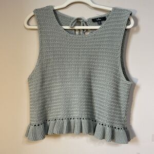 Lulu's Del Mar Green Tassel Fringe Knit Sweater Tank Top Women’s Size M